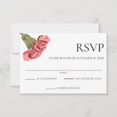 Roze anjers op witte moderne bloemen RSVP kaartje (Voorkant)