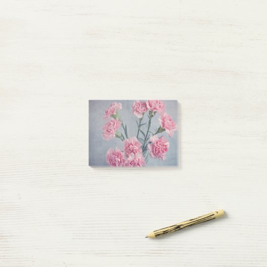 Roze anjers post-it® notes (Op bureau)