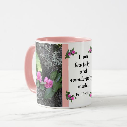 Roze anjers Psalm Mok (Voorkant links)