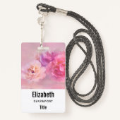  roze anjers stijlvolle fotografie badge (Achterkant met draagriem)