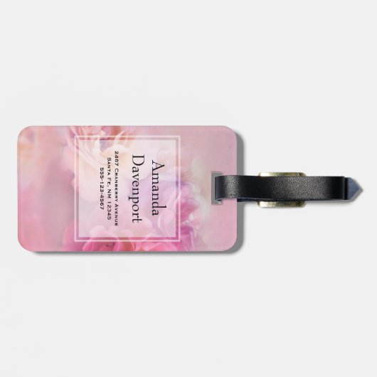  roze anjers stijlvolle fotografie bagagelabel (Achterkant horizontaal)