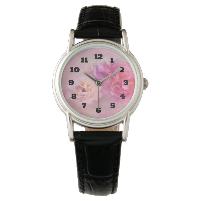  roze anjers stijlvolle fotografie horloge (Voorkant)