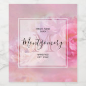  roze anjers, stijlvolle wijnbereiding wijn etiket (Enkel label)