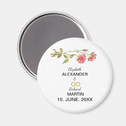 roze anjers waterverf bruiloft magneet (Voorkant / Achterkant)