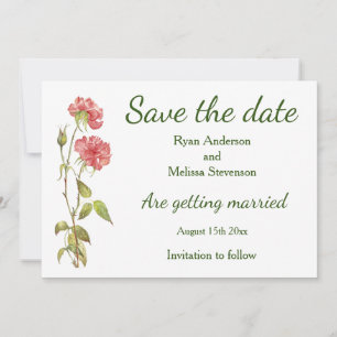 Roze anjers waterverf Flat Save the Date Card
