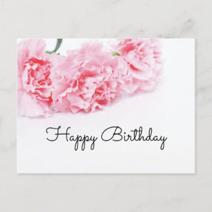 Roze anjnenbloem Happy Birthday Briefkaart