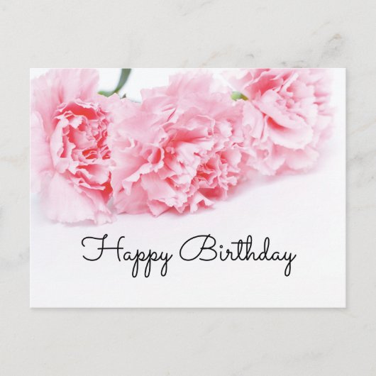 Roze anjnenbloem Happy Birthday Briefkaart (Voorkant)