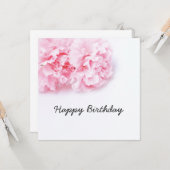 Roze anjnenbloem Happy Birthday Kaart (Voorkant / Achterkant in situ)