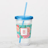 Roze anjnprintmonogram acryl drinkbeker (Achterkant)