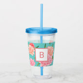 Roze anjnprintmonogram acryl drinkbeker (Voorkant)