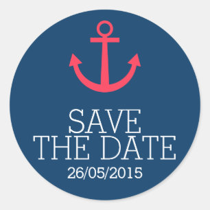 Roze anker bewaar de datum stickers