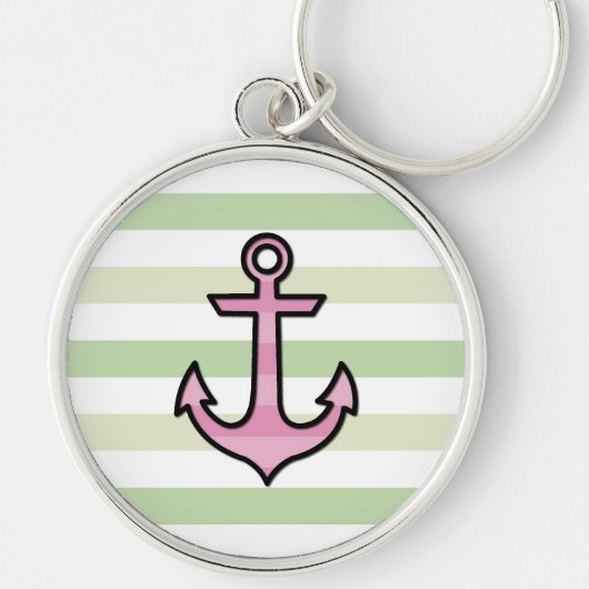 Roze anker, bootanker, scheepsanker, strips sleutelhanger (Voorkant)