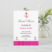 Roze Anker Bruiloft Uitnodiging (Staand voorkant)
