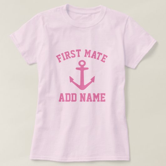 Roze anker eerste stuurman die aan shirt voor vrou (Design voorkant)
