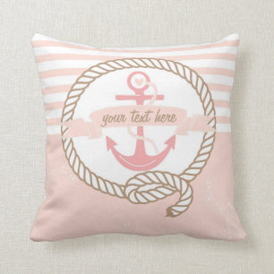 Roze anker en banner Nautical Custom Pillow Kussen