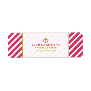 Roze anker en diagonaal strepen Adres Etiket
