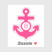 Roze Anker Gepersonaliseerd Monogram Nautisch Viny Sticker (Vel)