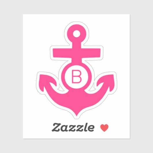 Roze Anker Gepersonaliseerd Monogram Nautisch Viny Sticker (Vel)
