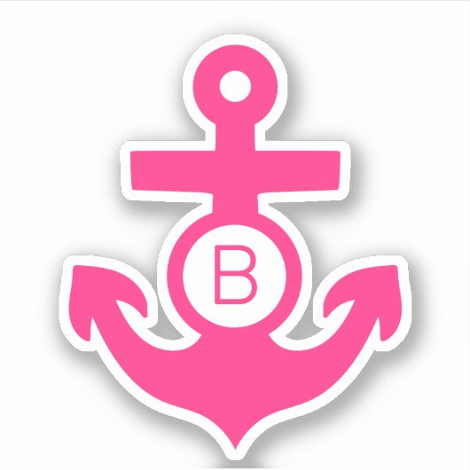 Roze Anker Gepersonaliseerd Monogram Nautisch Viny Sticker (Voorkant)