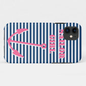 Roze anker iPhone 5 hoesje | Sailor-meisje (Achterkant (horizontaal))