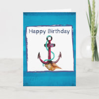 Roze anker met touw en schelpen Verjaardag