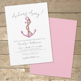 Roze Anker Nautische Babyborrel Kaart