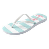 Roze anker op mint Stripes Teenslippers (Schuin)