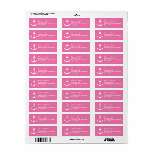 Roze Anker Return Address Labels (Full Sheet)