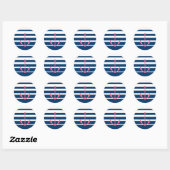 Roze anker stickers met blauw-witte strepen (Vel)