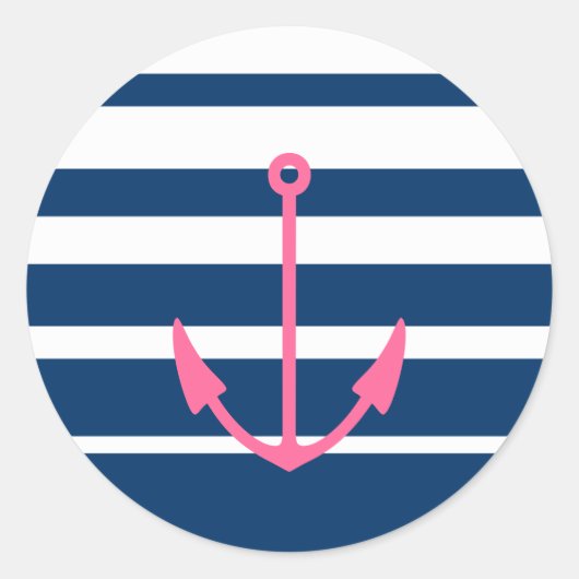 Roze anker stickers met blauw-witte strepen (Voorkant)
