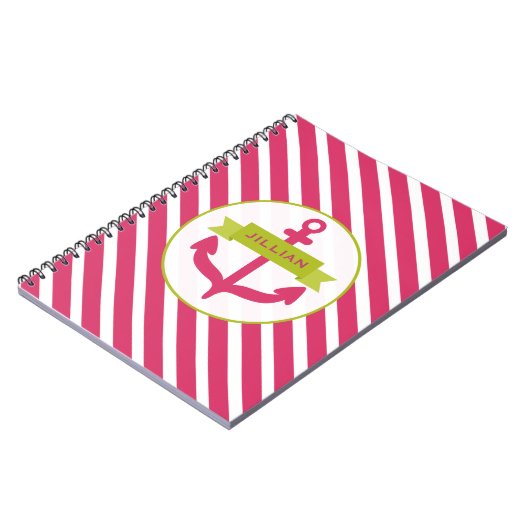 Roze anker & Stripes notebook Notitieboek (Linkerzijde)