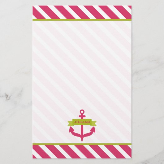 Roze anker & Stripes - Speciaal papier (Voorkant)