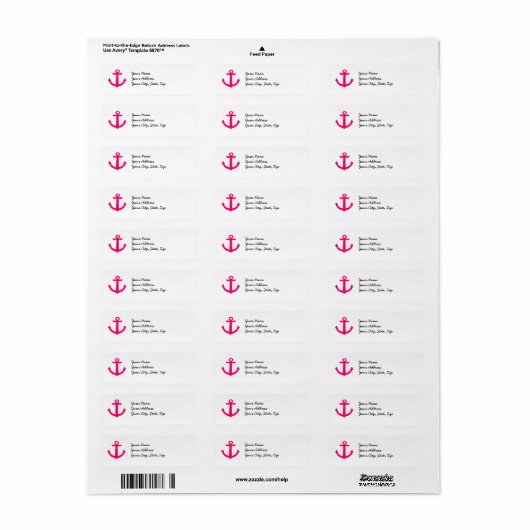Roze Ankerlabel Etiket (Full Sheet)