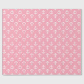 Roze ankerpatroon cadeaupapier (Vlak)