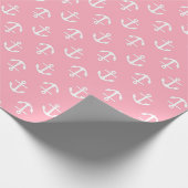 Roze ankerpatroon cadeaupapier (Hoek)