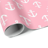 Roze ankerpatroon cadeaupapier (Rol Hoek)