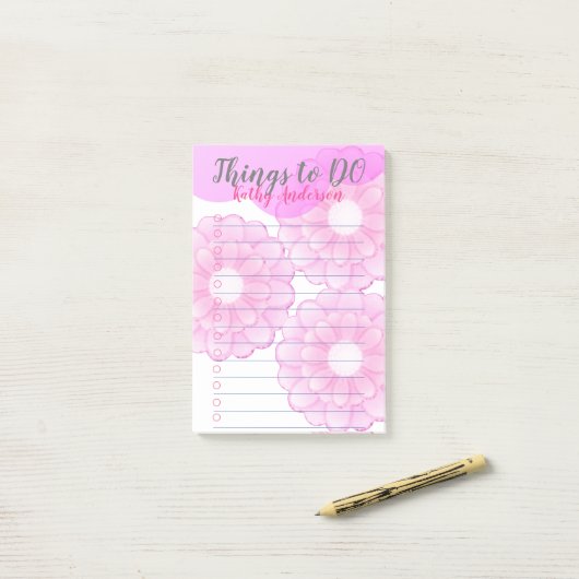 Roze annemone Dingen om post-it notities te doen Post-it® Notes (Op bureau)