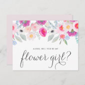 roze annemonen worden mijn Bloemenmeisje Uitnodiging Briefkaart (Voorkant / Achterkant)