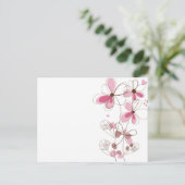 Roze ansichtkaart bloem briefkaart (Staand voorkant)