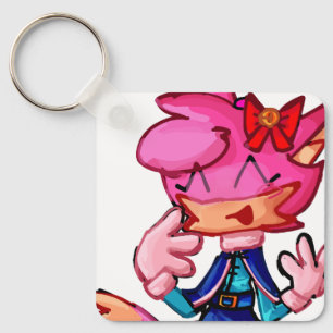 Roze Anthro Cartoon Dierlijke Sleutelhanger