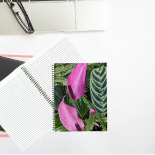 Roze Anthurium Blooms en bladgroen Notitieboek