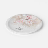 Roze Anthurium en Pampas Gras Elegante bruiloft Papieren Bordje (Gekanteld)