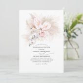 Roze Anthurium en Pampas gras repetitie diner Kaart (Staand voorkant)