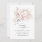 Roze Anthurium en Pampas Gras Verlovingsfeest Kaart (Voorkant)