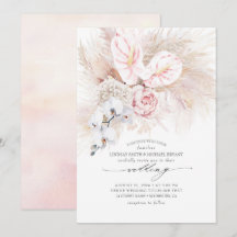 Roze Anthurium Orchideeën en Pampas Grass Bruiloft