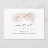 Roze Anthuriums en Pampas Gras Save the Date Briefkaart (Voorkant)