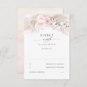 Roze Anthuriums en Pampas Grass Bruiloft RSVP (Voorkant / Achterkant)