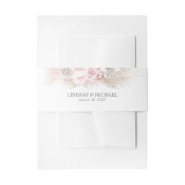 Roze Anthuriums en Pampas Grass Elegant Exotisch Uitnodigingen Wikkel