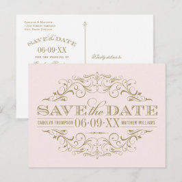  Roze Antiek Bloei Save the Date Aankondigingskaart