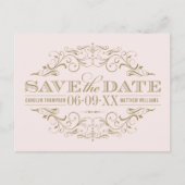 Roze Antiek Bloei Save the Date Aankondigingskaart (Voorkant)
